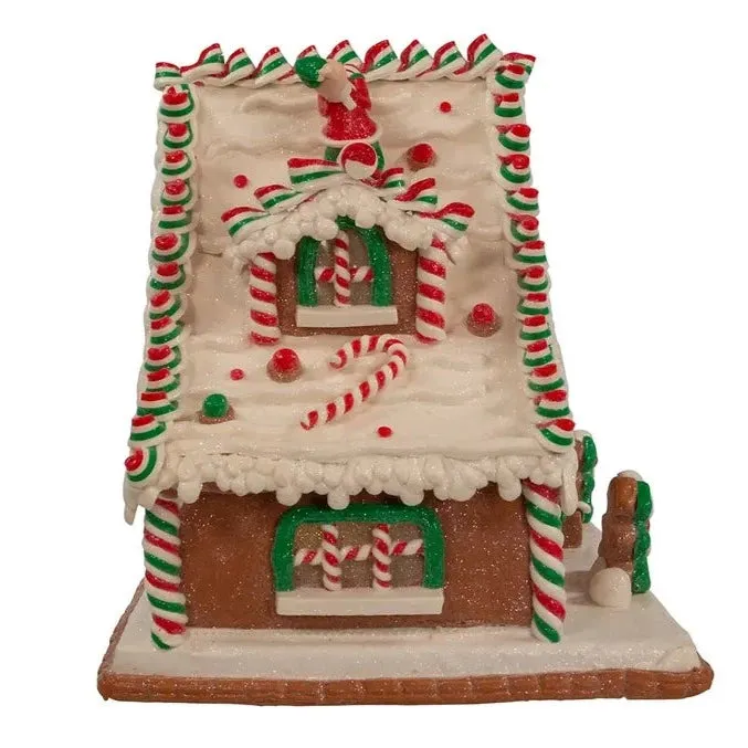 10.5" Battery Operated Light Up Santa's Workshop Claydough Gingerbread House