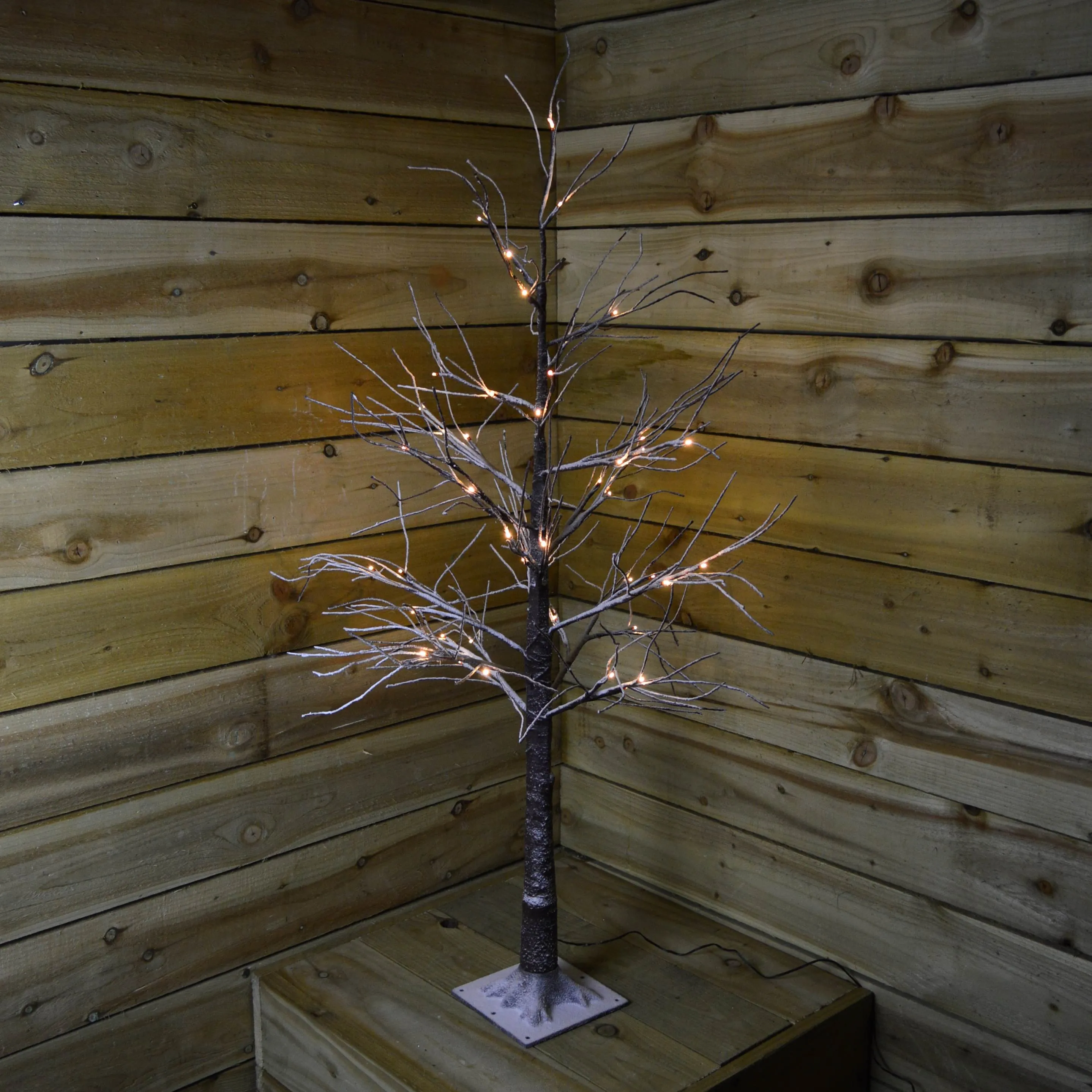 125cm Christmas LED Brown Lifelike Tree with Snow (48 Warm White LED Lights)