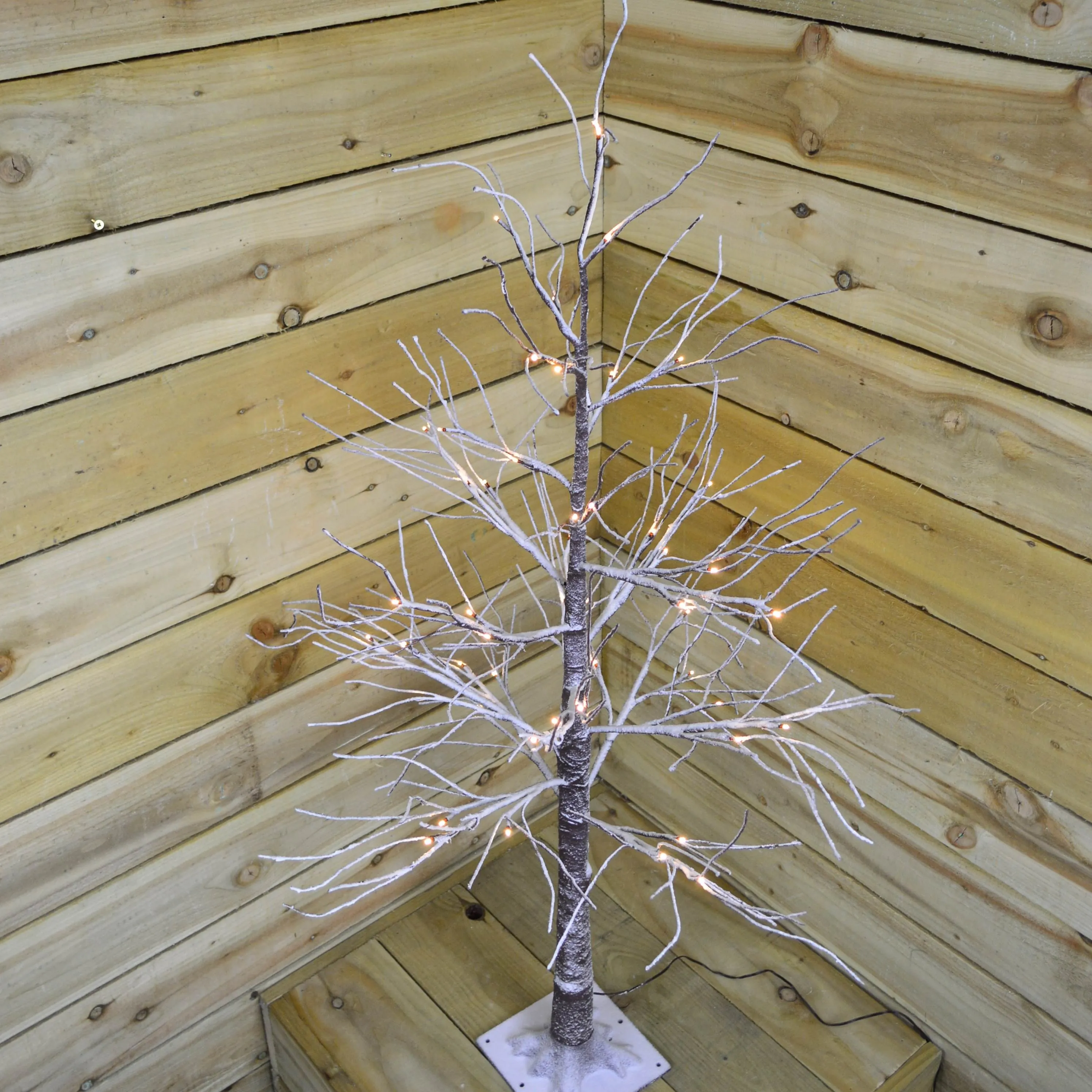 125cm Christmas LED Brown Lifelike Tree with Snow (48 Warm White LED Lights)