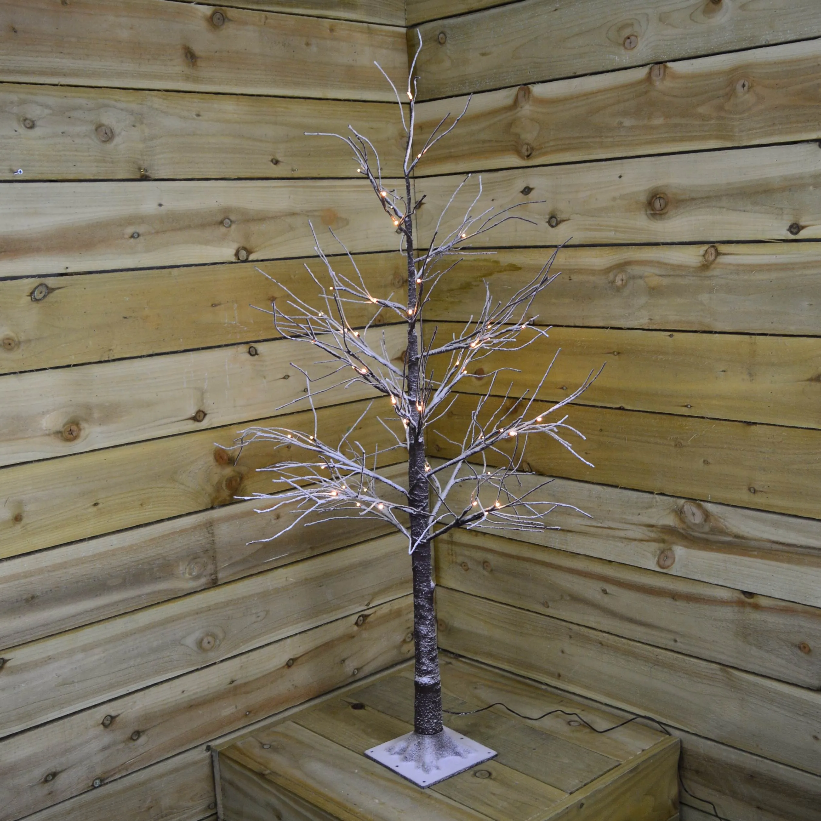 125cm Christmas LED Brown Lifelike Tree with Snow (48 Warm White LED Lights)