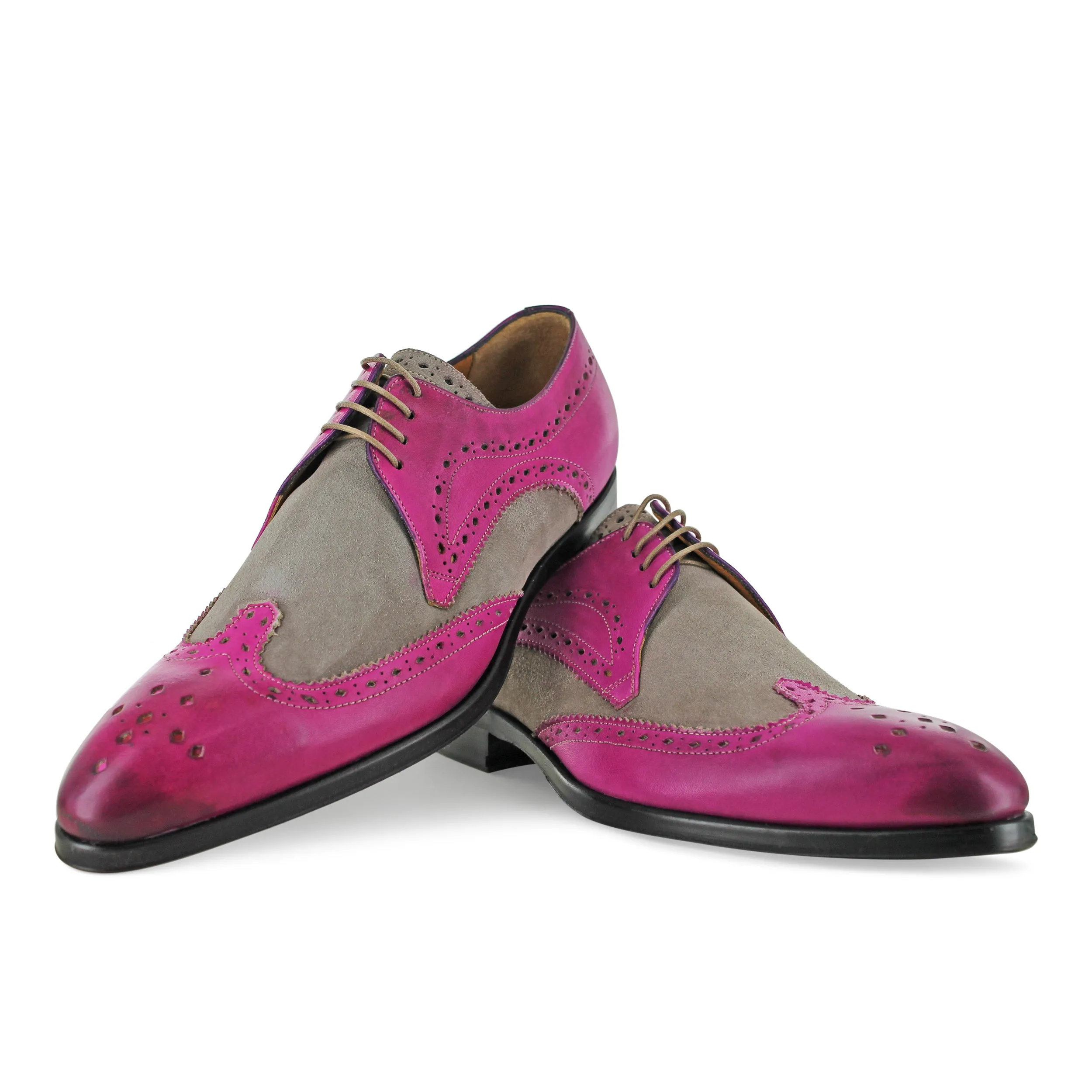 1312 - Fuchsia With Beige Brogue
