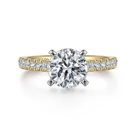 14K Yellow And White Gold 'Erica' Classic Round Diamond Engagement Ring
