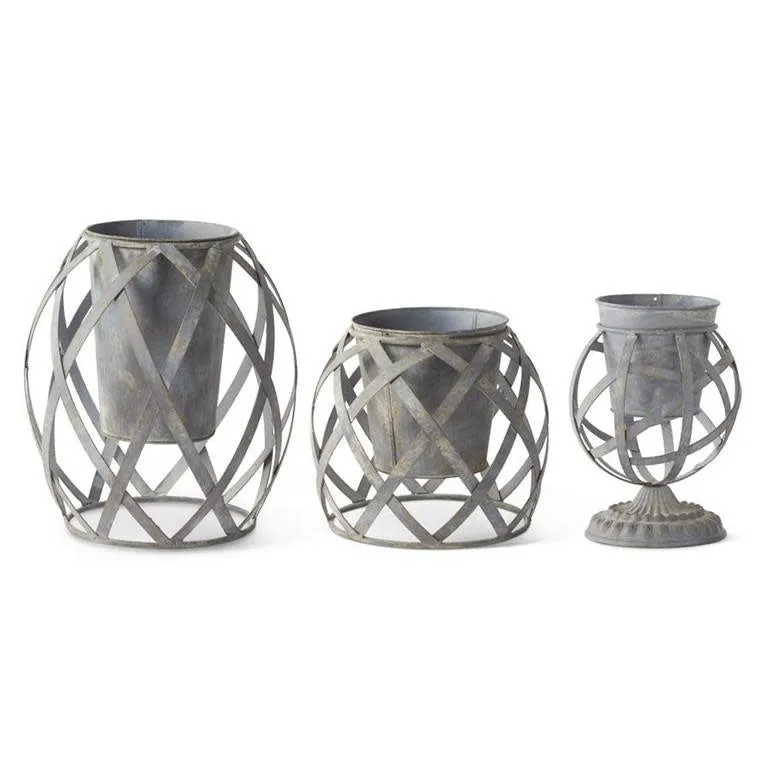 14" Woven Metal Garden Pot