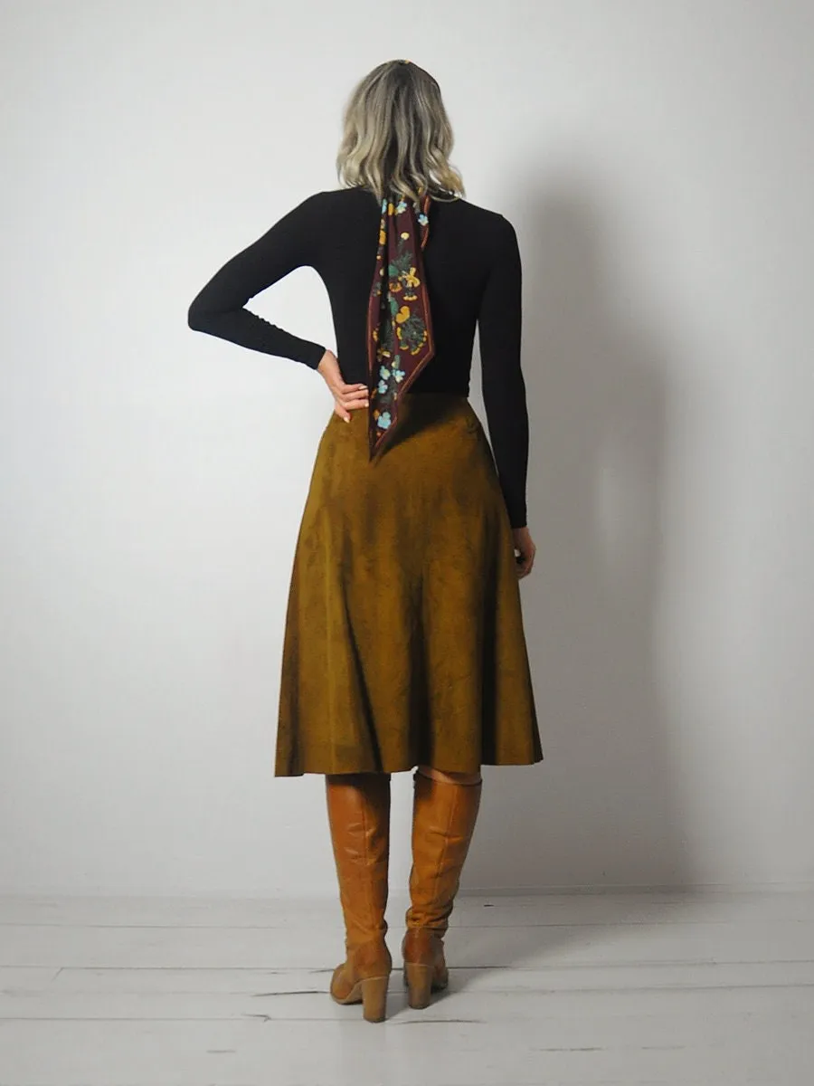 1970's Chestnut Suede Skirt