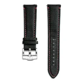 22mm Nylon Leather Watch Strap | Black