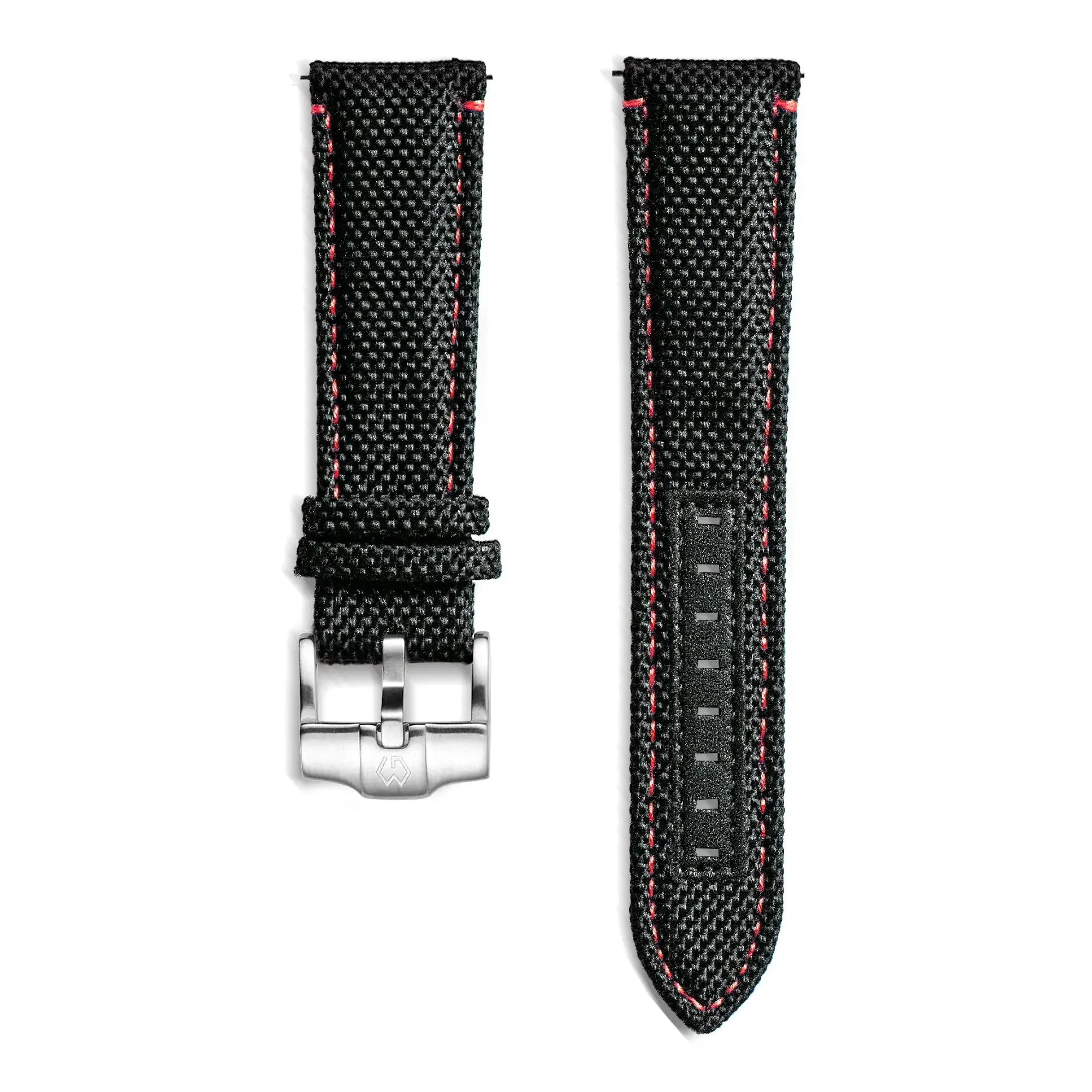 22mm Nylon Leather Watch Strap | Black