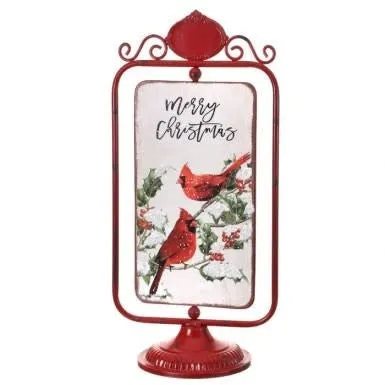 22" METAL CARDINALS PRINT TABLE PIECE