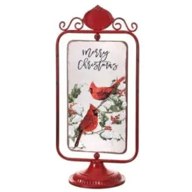 22" METAL CARDINALS PRINT TABLE PIECE