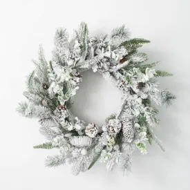 24" Flocked Pine Wreath