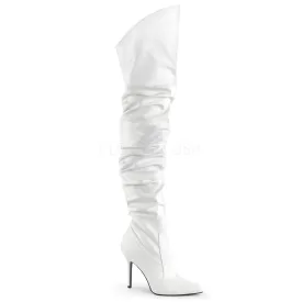 4 Inch Heel CLASSIQUE-3011 White Faux Leather
