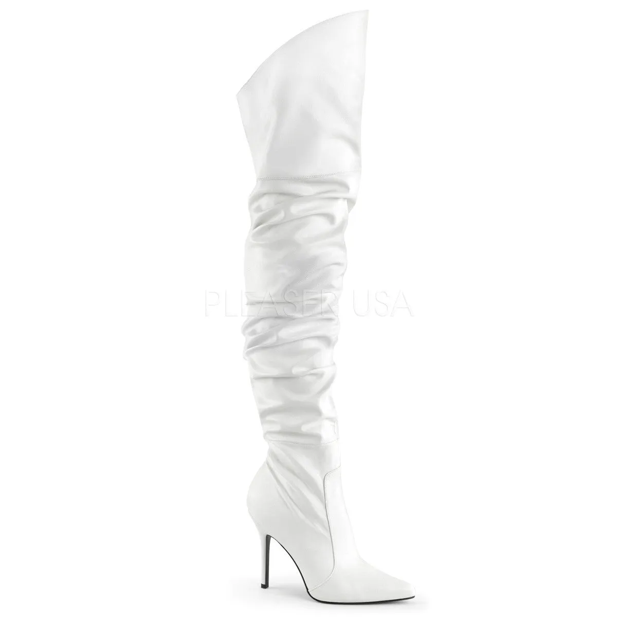 4 Inch Heel CLASSIQUE-3011 White Faux Leather