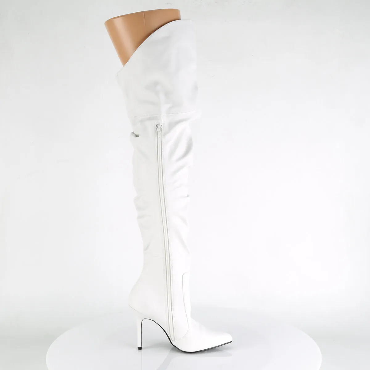 4 Inch Heel CLASSIQUE-3011 White Faux Leather