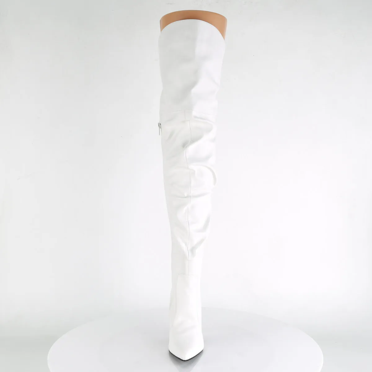 4 Inch Heel CLASSIQUE-3011 White Faux Leather