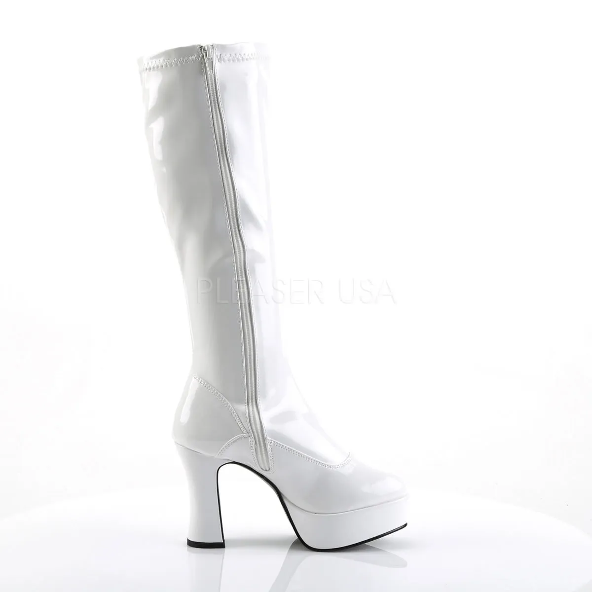 4 Inch Heel EXOTICA-2000 White Stretch Patent