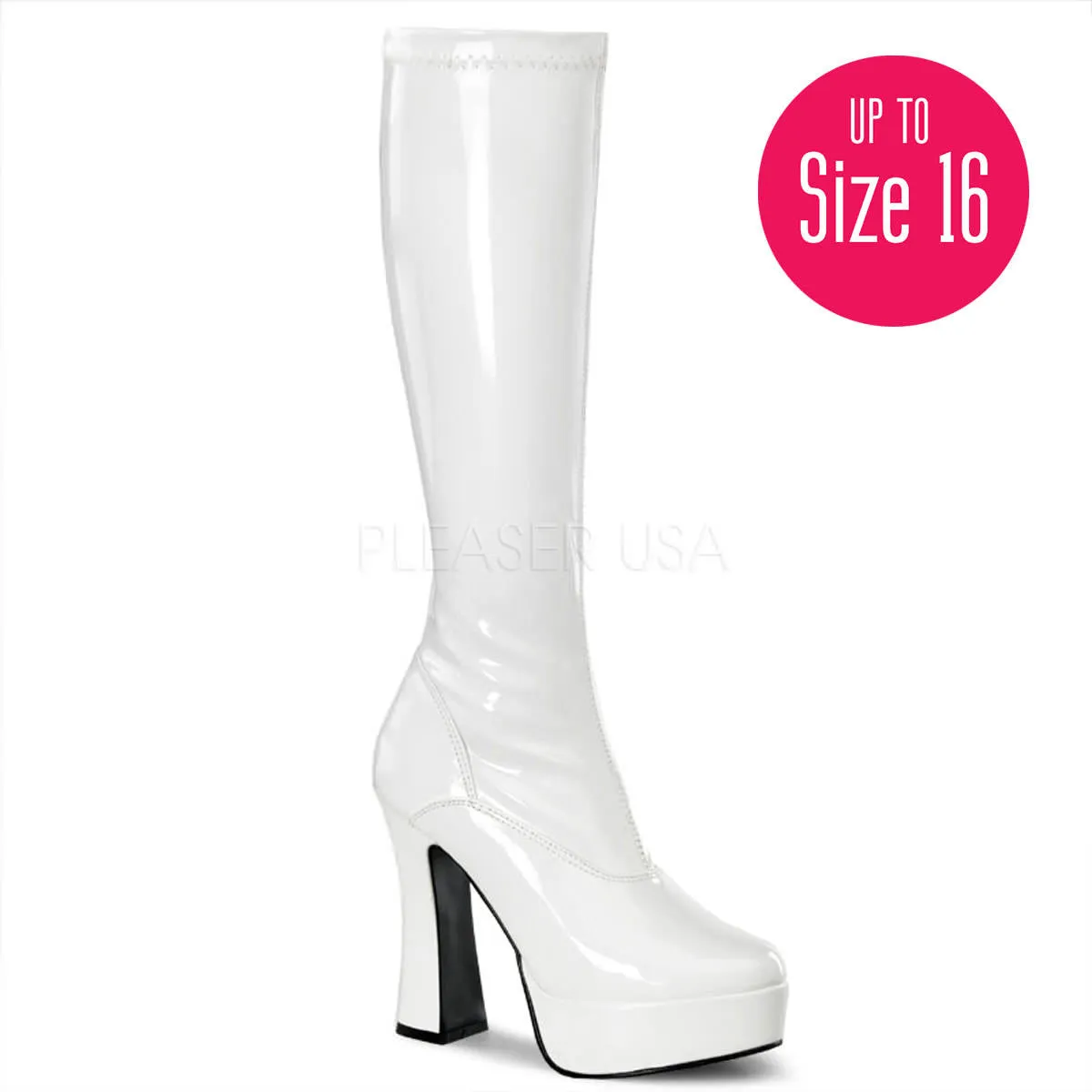 5 Inch Heel ELECTRA-2000Z White Stretch Patent