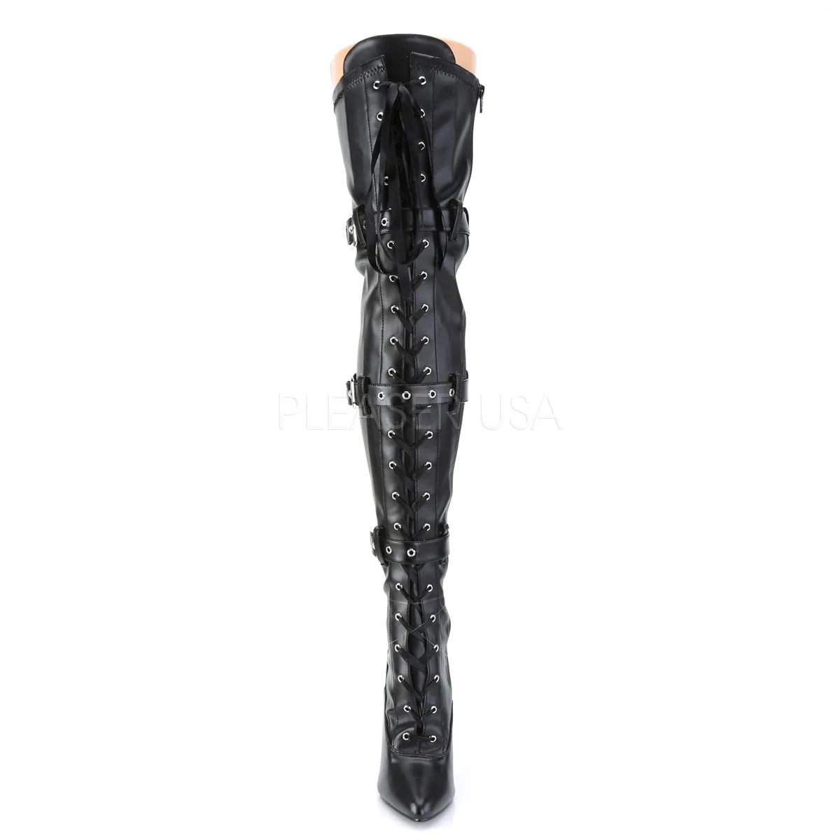 5 Inch Heel SEDUCE-3028 Black Stretch Leather