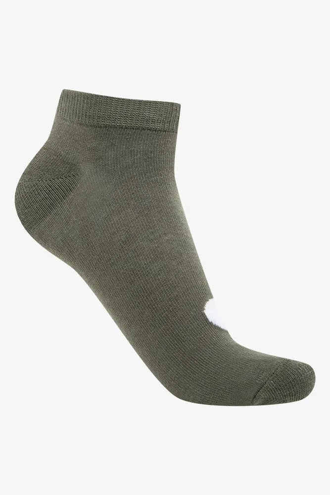 5 Pack Hearts Low Cut Socks Olive Green