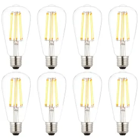 8 X E27 LED 6w Filament Clear Pear Shaped Dimmable Light Bulb