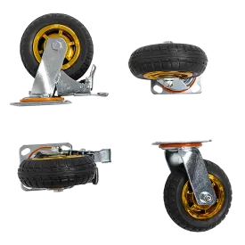 800KG Heavy-Duty Swivel Caster Wheels w/ 2 Brakes, 4 x 6" Rubber