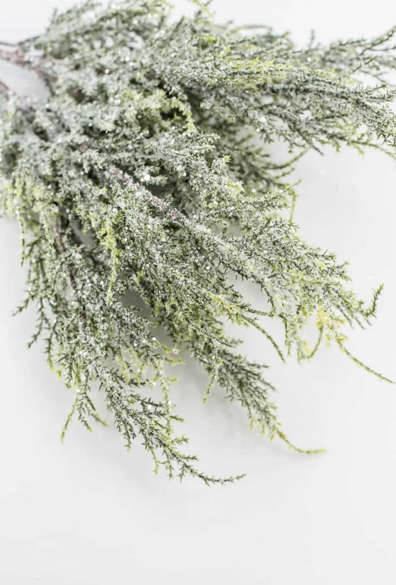 Artificial, frosted, cedar bush