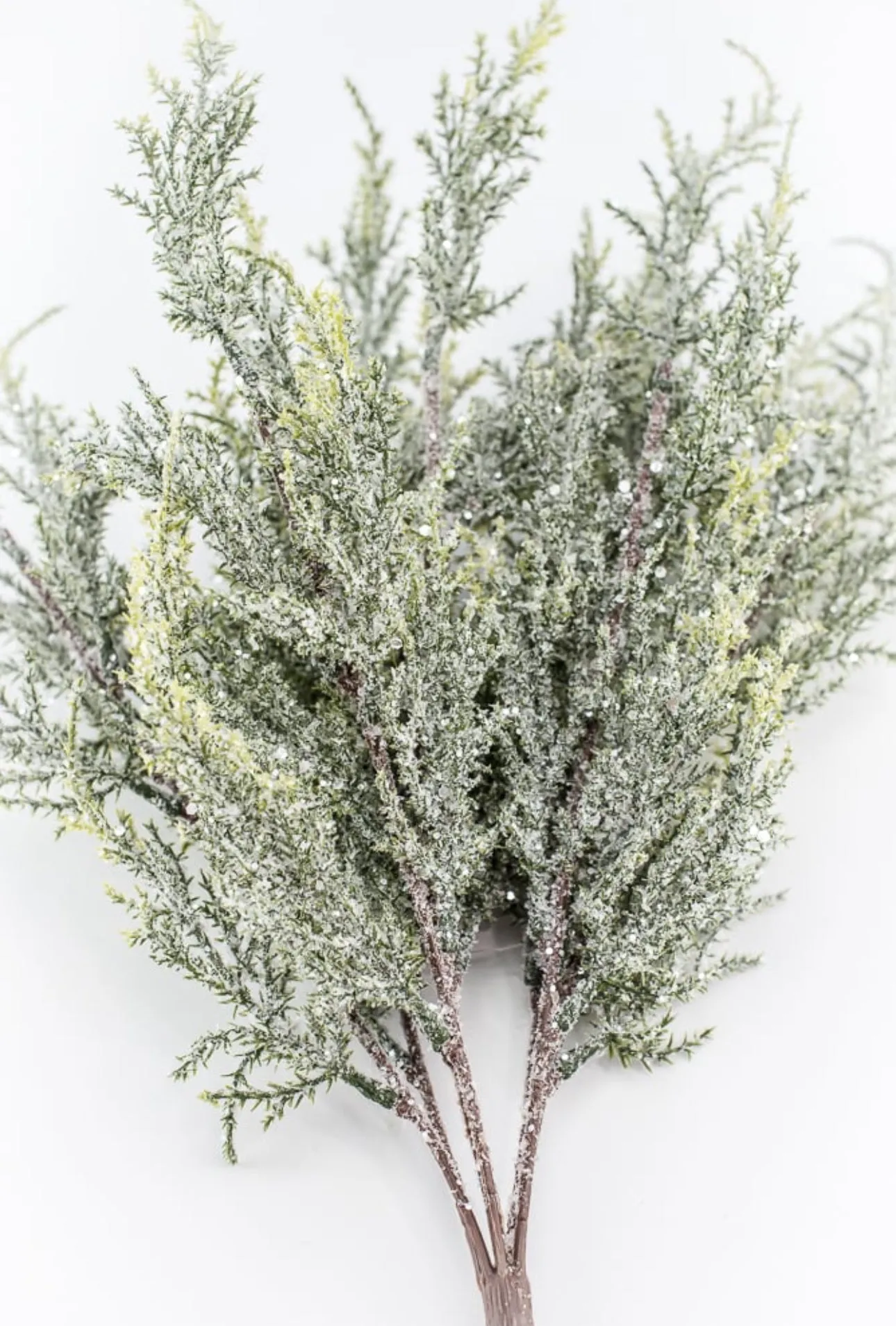 Artificial, frosted, cedar bush