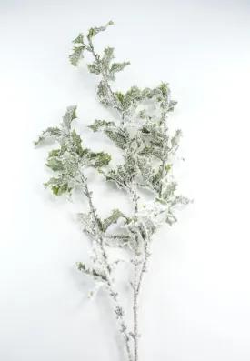 Artificial, snowy, holly greenery spray