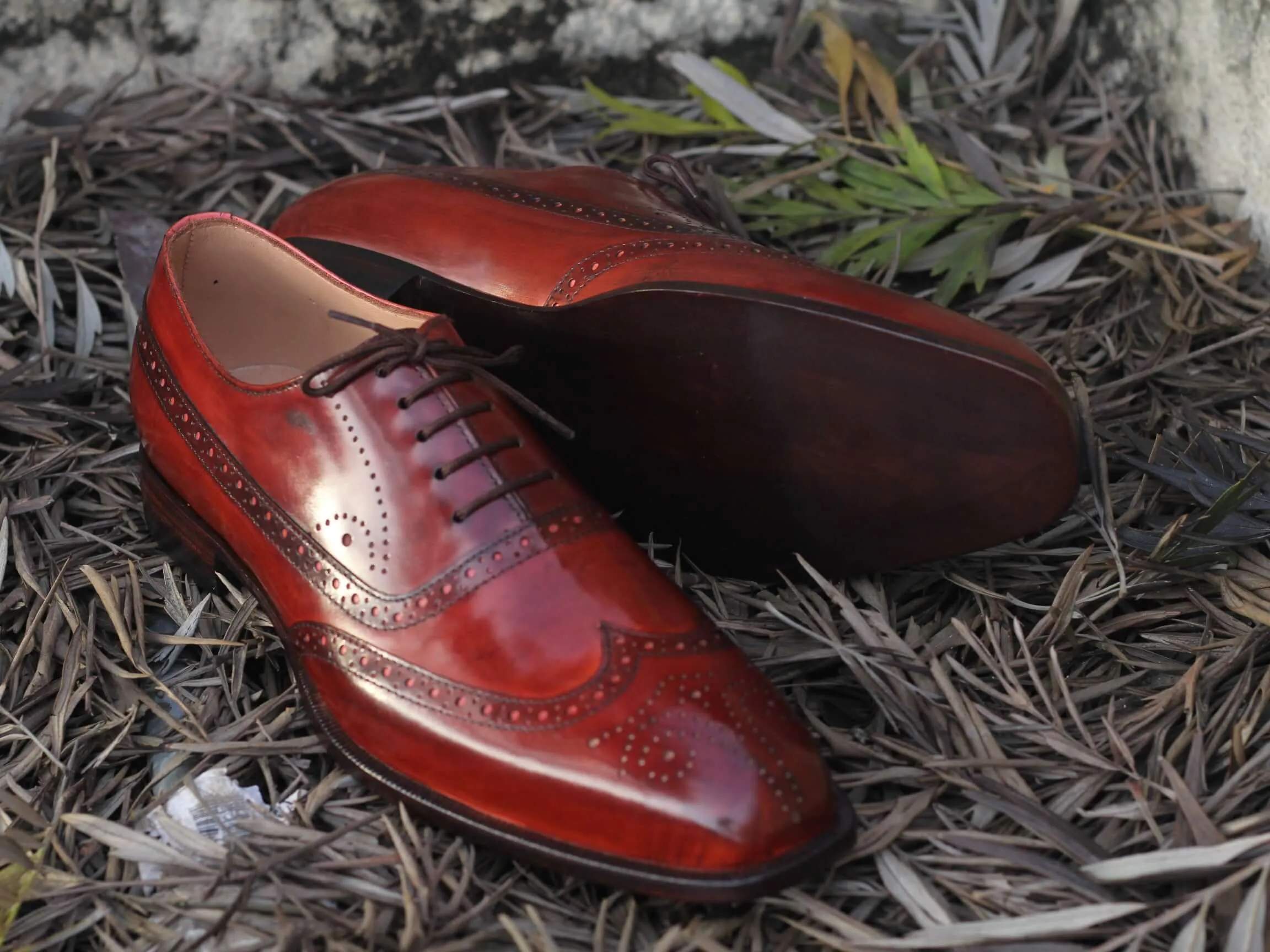 Awesome Handmade Men's Brown Wing Tip Brogue Leather Shoes, Men Lace up Designer Shoes