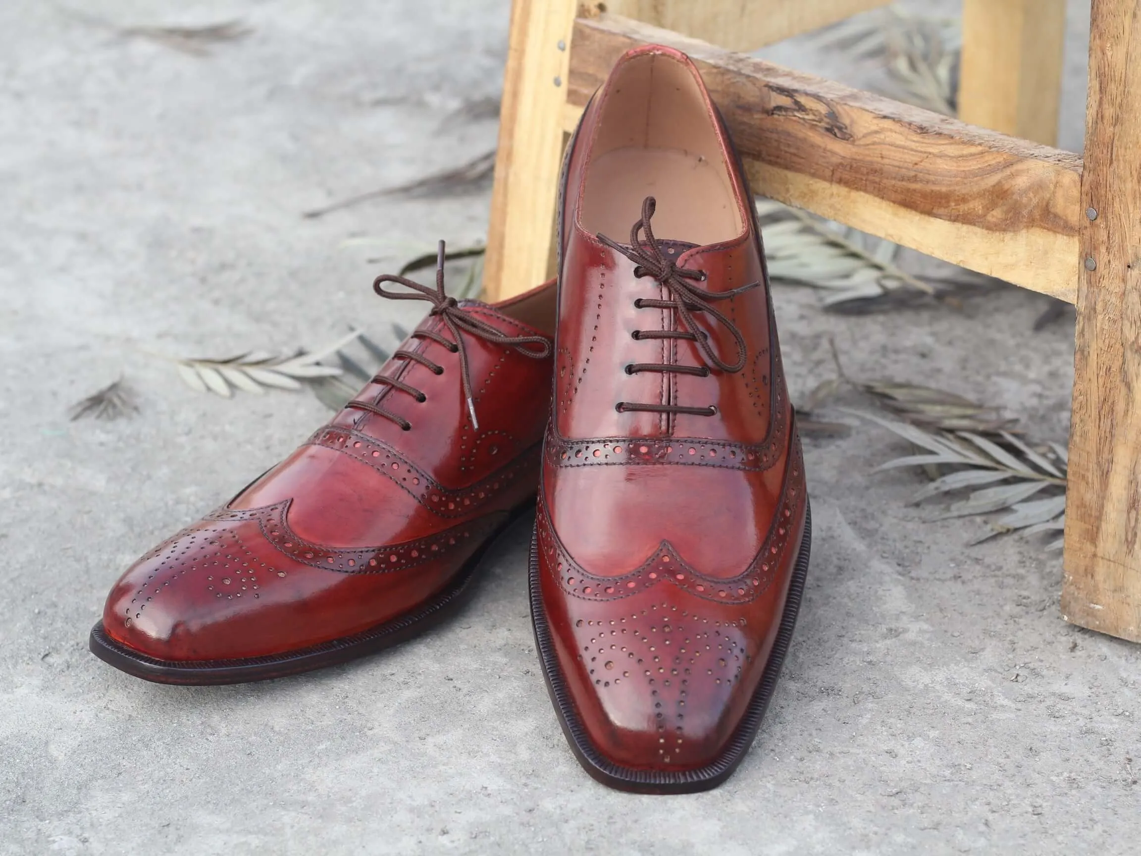 Awesome Handmade Men's Brown Wing Tip Brogue Leather Shoes, Men Lace up Designer Shoes