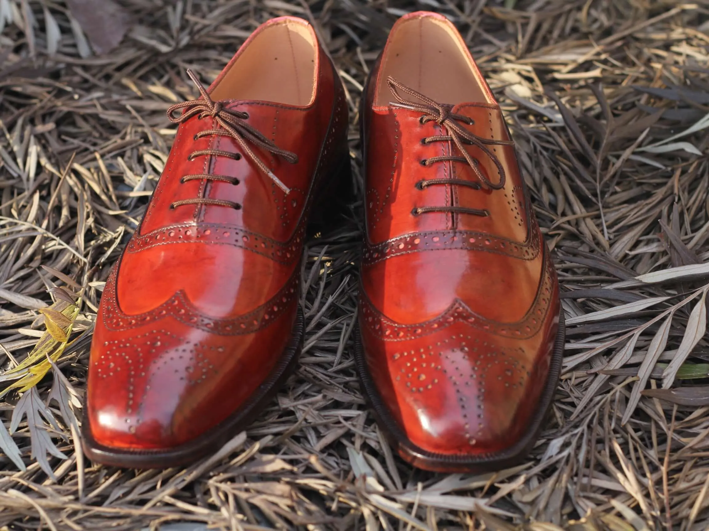 Awesome Handmade Men's Brown Wing Tip Brogue Leather Shoes, Men Lace up Designer Shoes