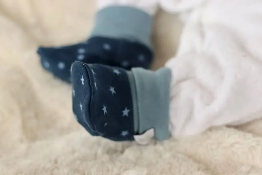Baby Booties - Dove Blue & Navy Blue Stars