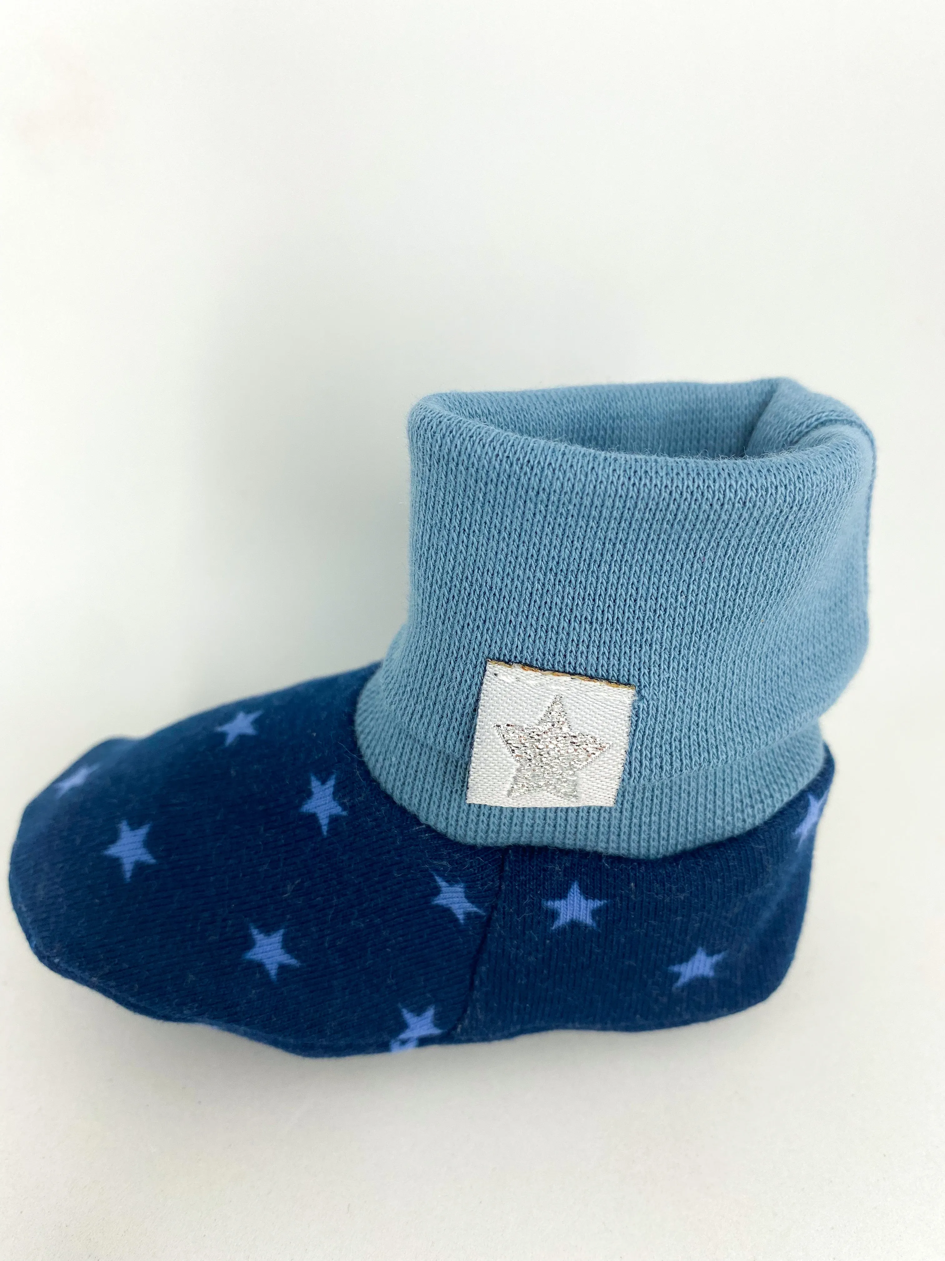 Baby Booties - Dove Blue & Navy Blue Stars