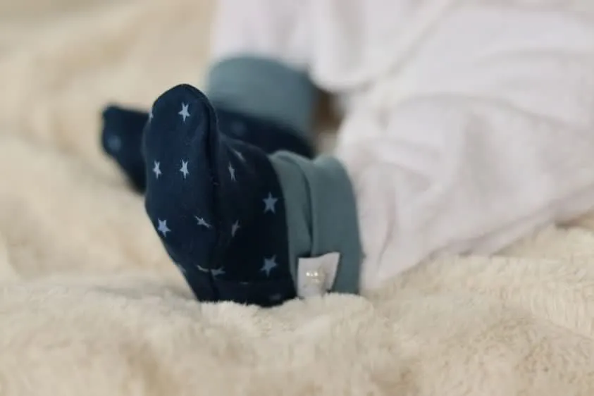 Baby Booties - Dove Blue & Navy Blue Stars