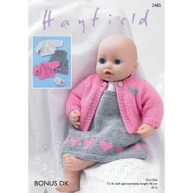 Baby Doll's Pinafore, Cardigan, Top, and Pants in Hayfield Bonus Dk