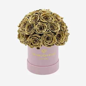Basic Light Pink Suede Superdome Box | Gold Roses