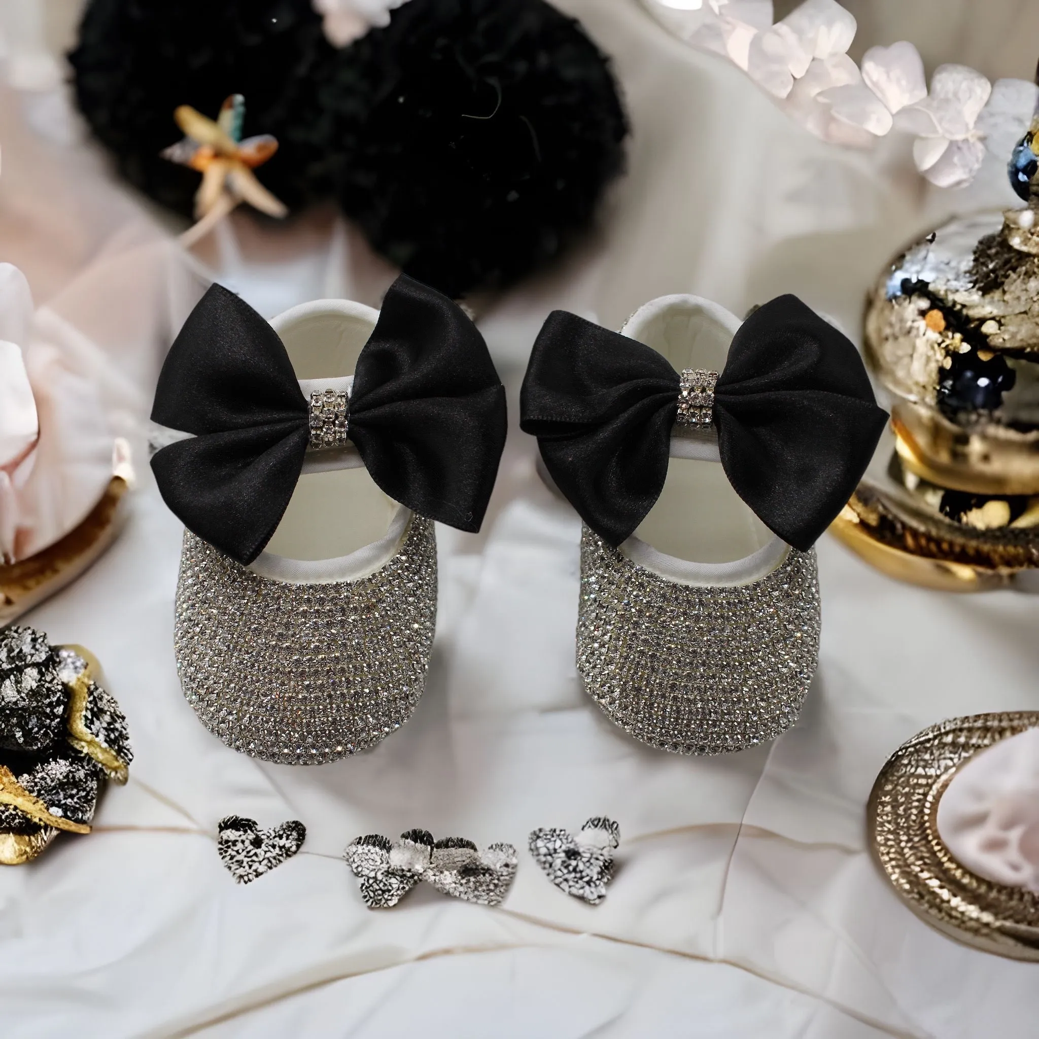 Black Baby Shoes and Headband