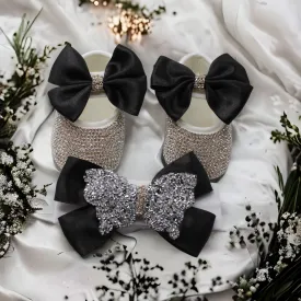Black Baby Shoes and Headband