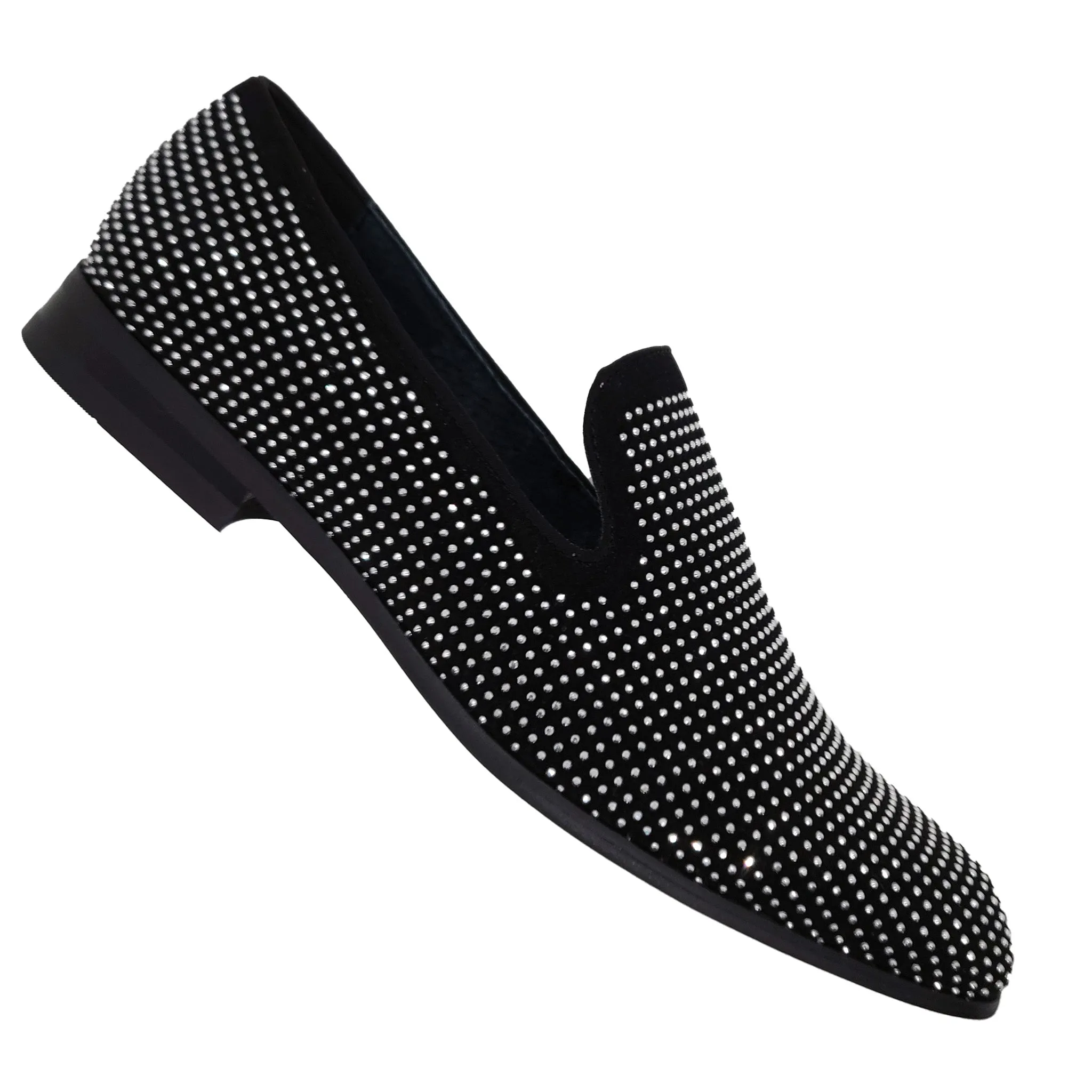 Black Crystal Studded Formal Loafers - Stylish & Comfortable