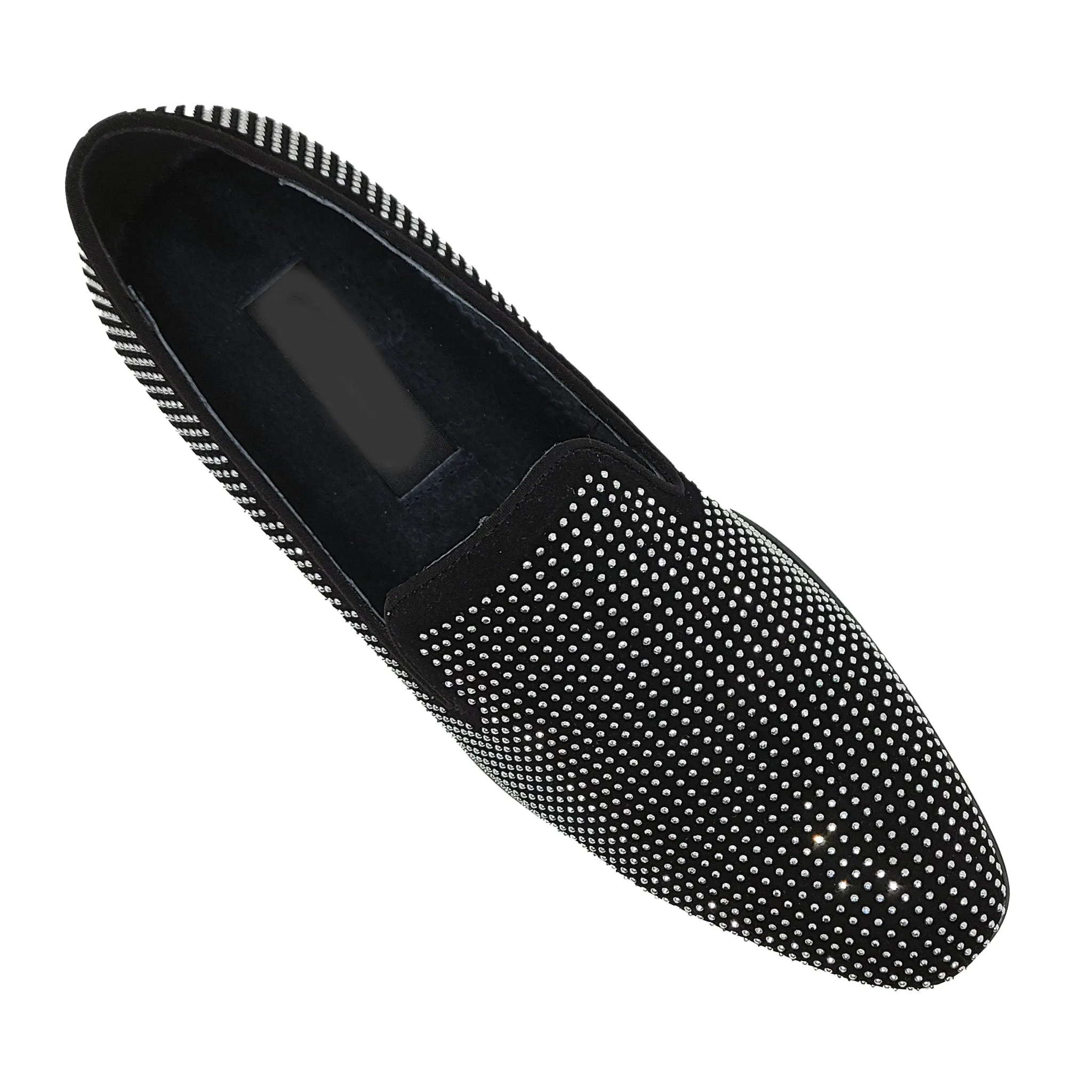 Black Crystal Studded Formal Loafers - Stylish & Comfortable