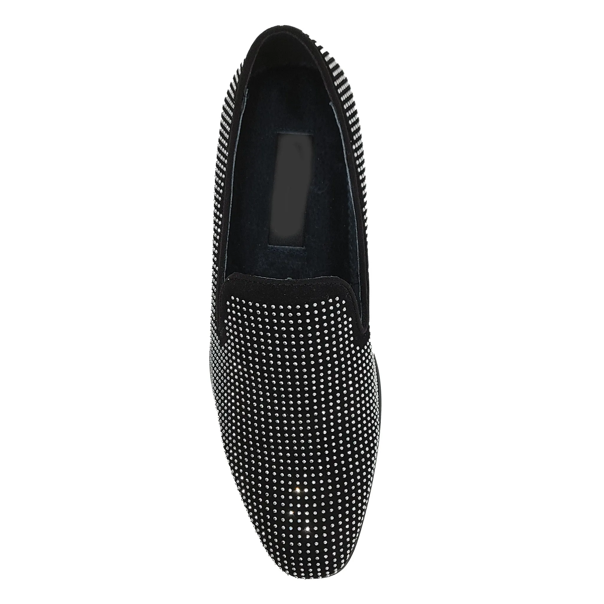 Black Crystal Studded Formal Loafers - Stylish & Comfortable