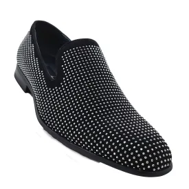 Black Crystal Studded Formal Loafers - Stylish & Comfortable