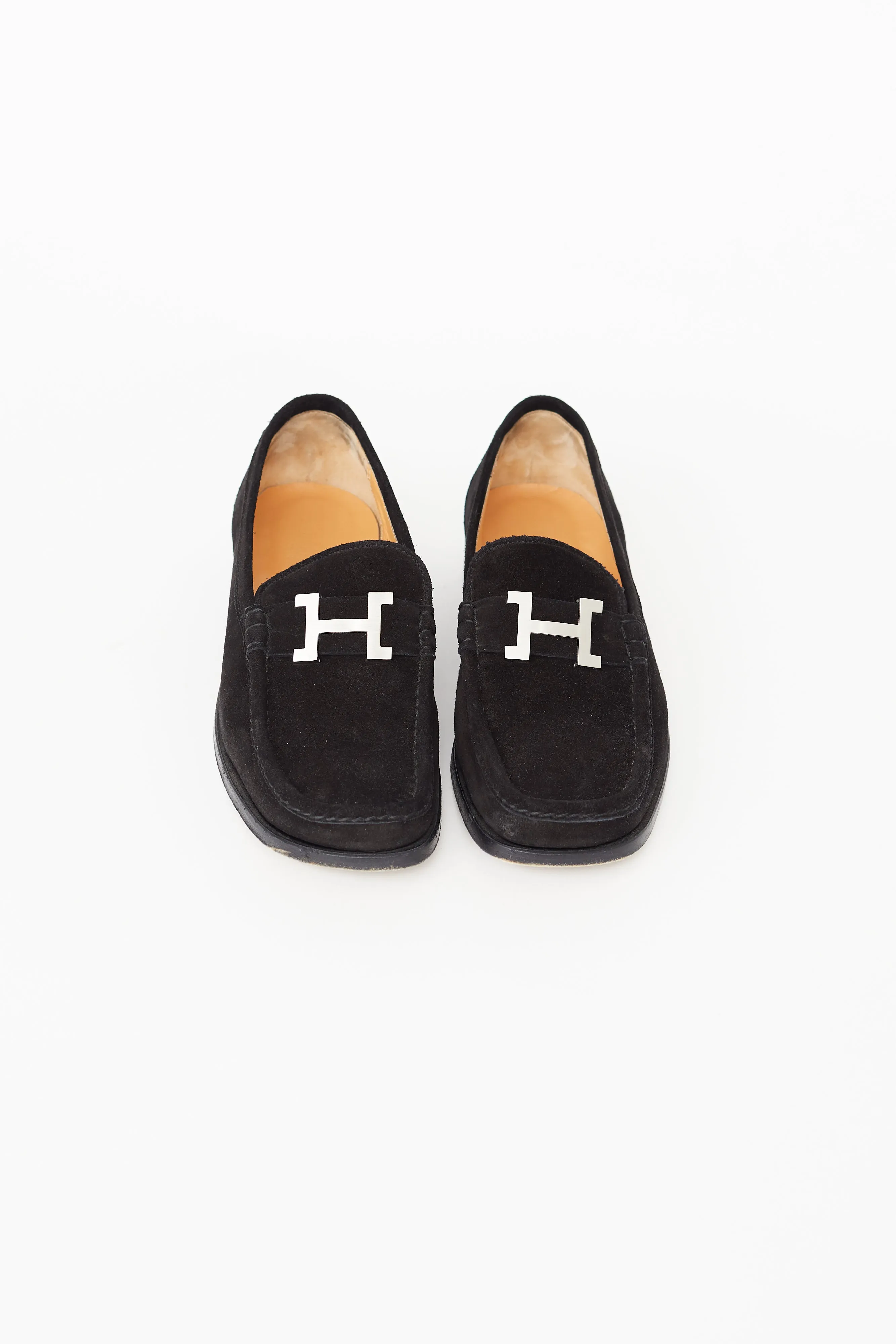 Black Suede Square Toe Loafer