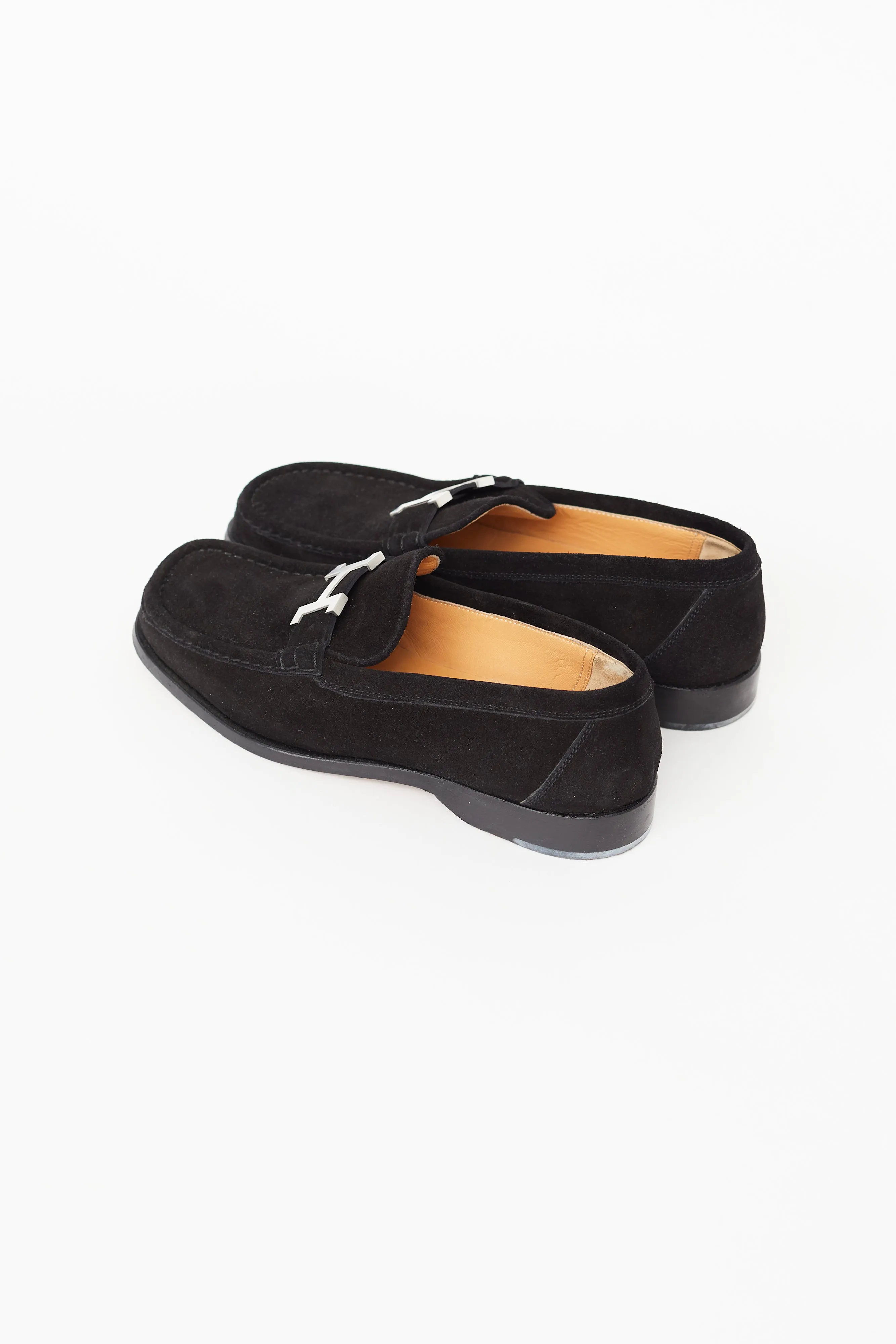 Black Suede Square Toe Loafer