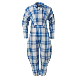 Blauw en wit tartan overall