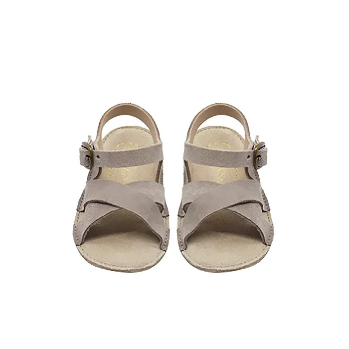 Bonpoint Baby Leo Leather Sandals Mid Grey
