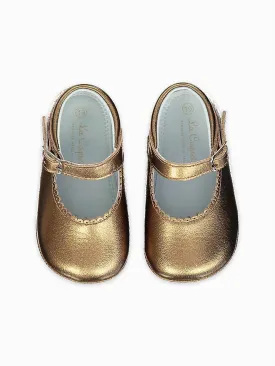 Bronze Leather Baby Mary Jane Shoes