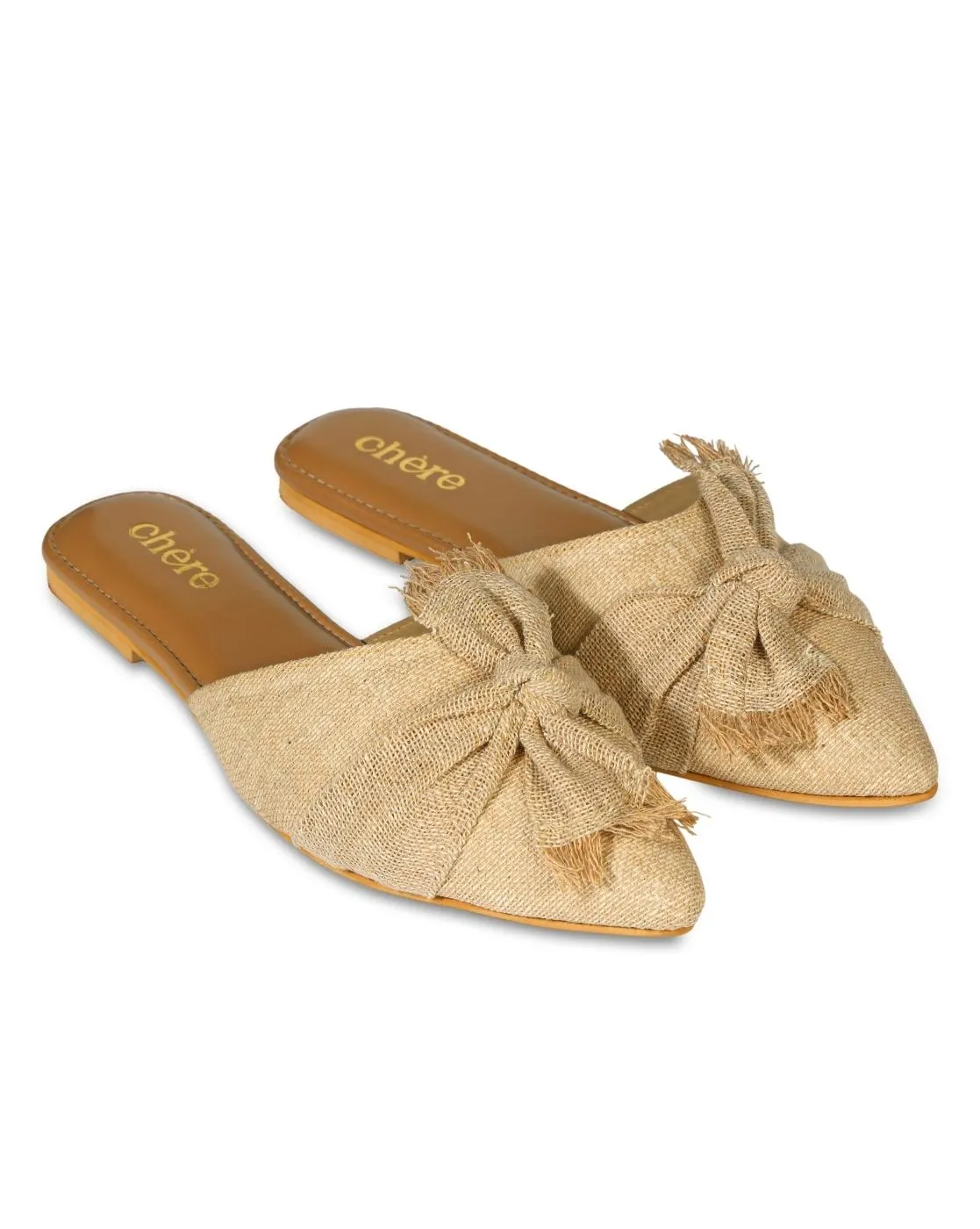 Brown Jute Knot Strap Mules for Women
