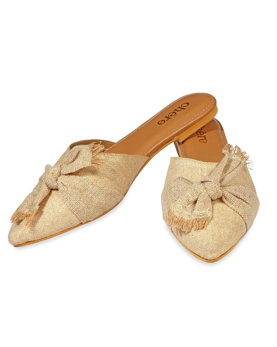 Brown Jute Knot Strap Mules for Women