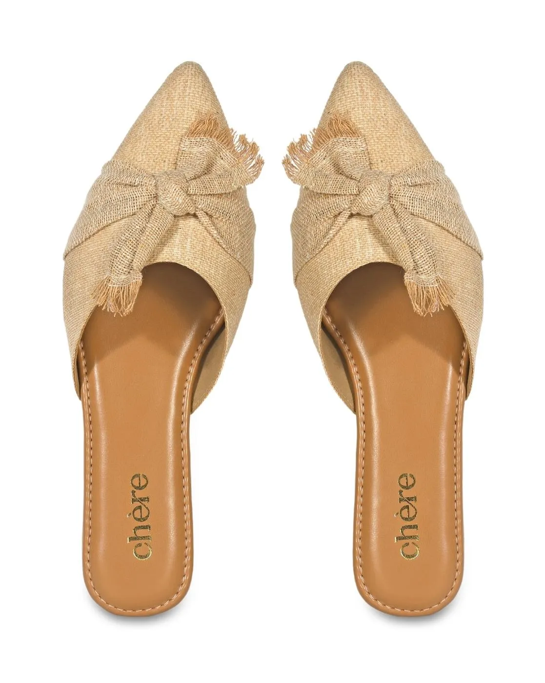 Brown Jute Knot Strap Mules for Women