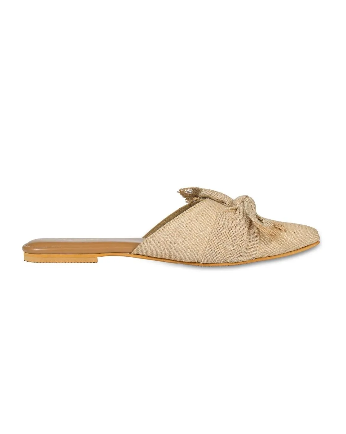 Brown Jute Knot Strap Mules for Women