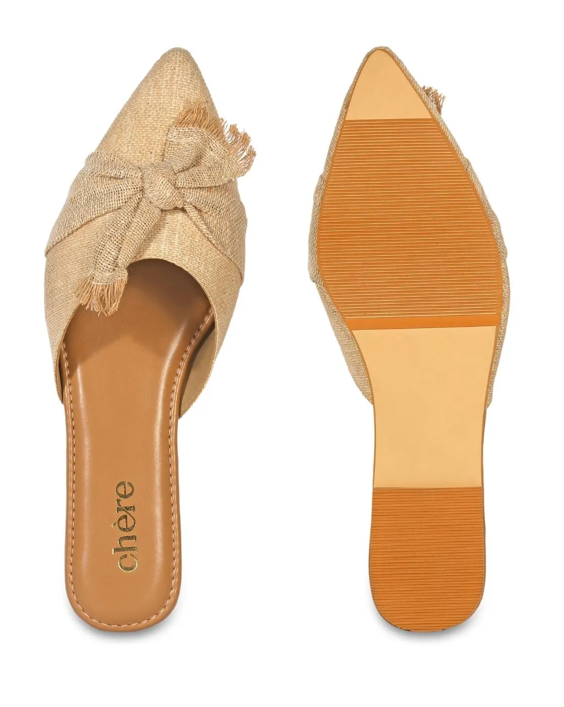 Brown Jute Knot Strap Mules for Women